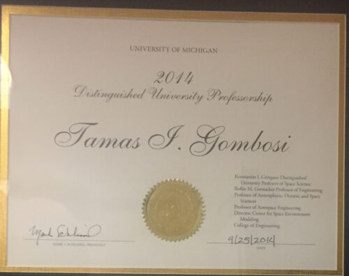 2014 Distinguished University Professorship certificate