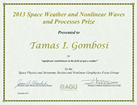 Certificate for Space Weather prize